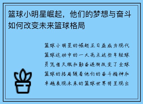 篮球小明星崛起，他们的梦想与奋斗如何改变未来篮球格局